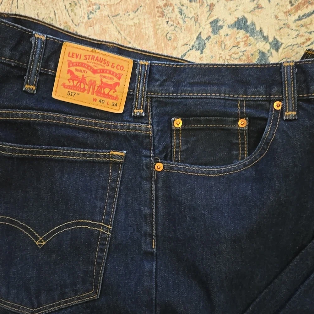 Levi's 517 Dark Indigo Straight Blue Jeans 100% Cotton Classic 5 Pocket W40xL32